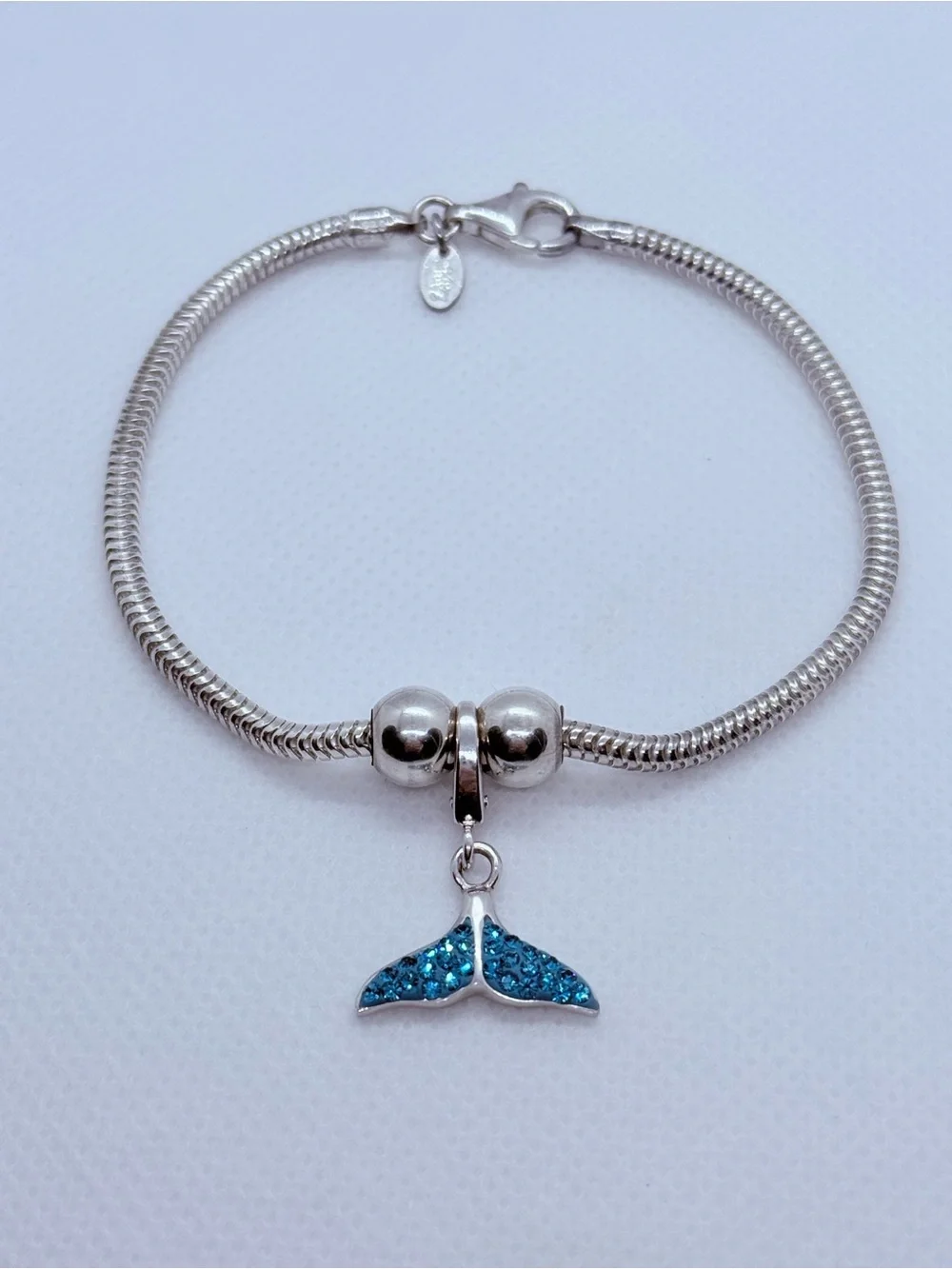 Zable Silver Bracelet with Blue Crystal Mermaid Tail Charm